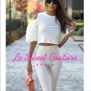 Zara Contrast Cut Out Combination Top ~ Oyster White